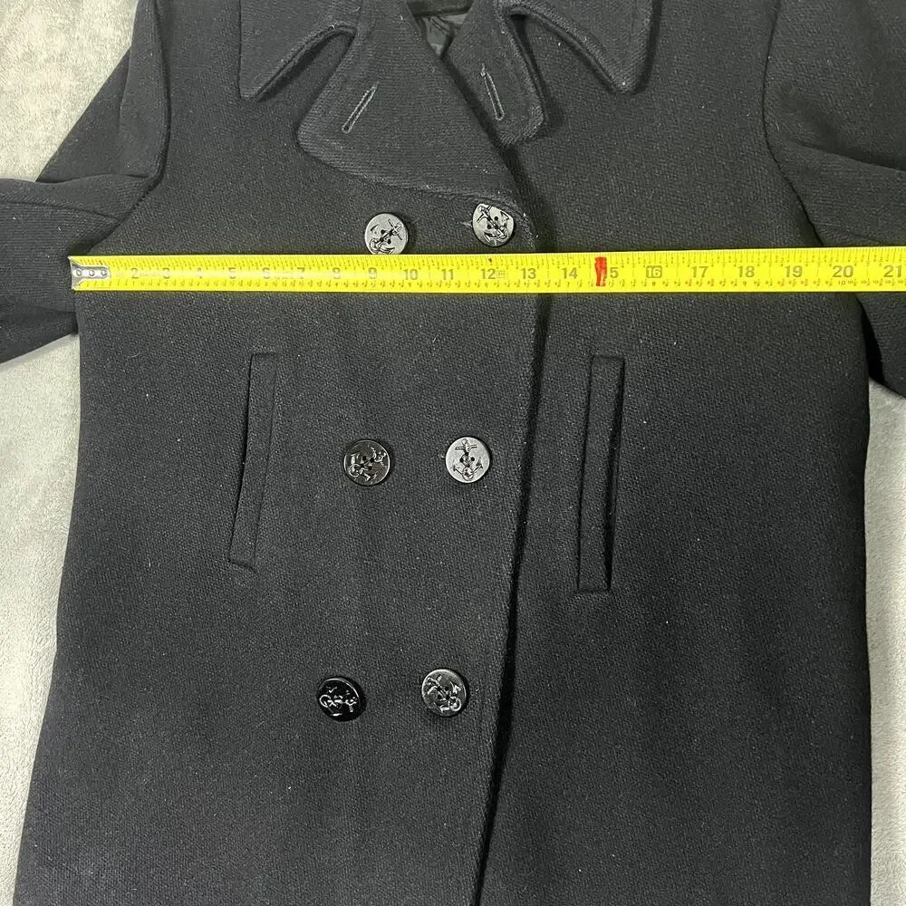 Fox Knapp Mens Vintage Wool Blend Pea Coat Navy Size 20 Classic Military Style‎